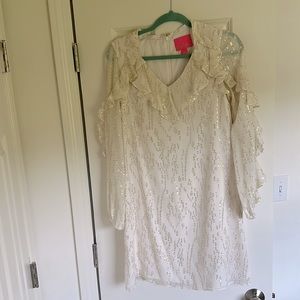 Size 0 Lilly Pulitzer cream and gold dress - bridal shower perfect!